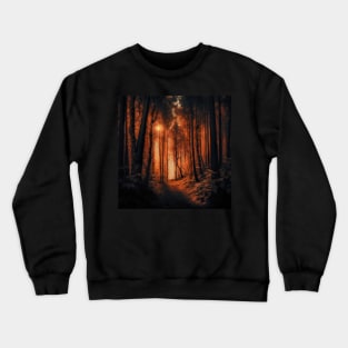 Abstract art of orange forest lit with winter sunlight Crewneck Sweatshirt